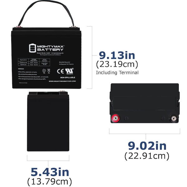 12V 55AH INT Replacement Battery For Grainger 4PG70